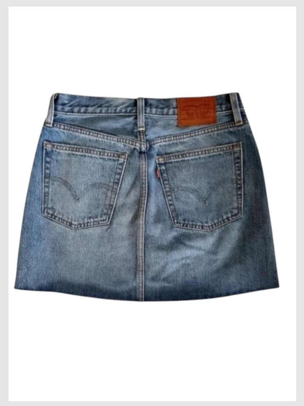 Levi’s Premium Denim Mini Skirt Blue Rhinestone Raw Hem 26 - Picture 6 of 10